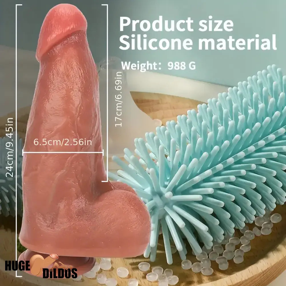 9.45in Ten Modes Thrusting Vibrating Heating Silicone Remote Electric Dildo