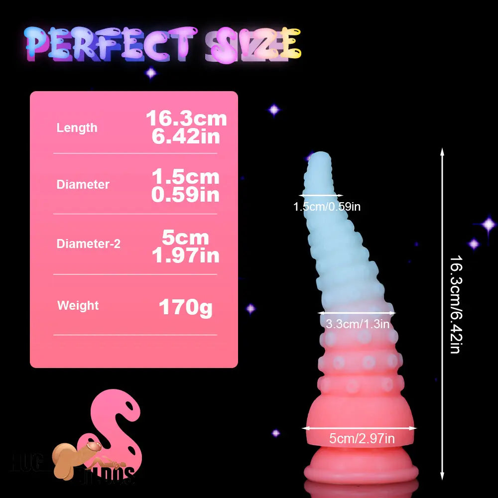 6.42in 7.48in 8.66in Fluorescent Octopus Tentacle Soft Dildo For Men