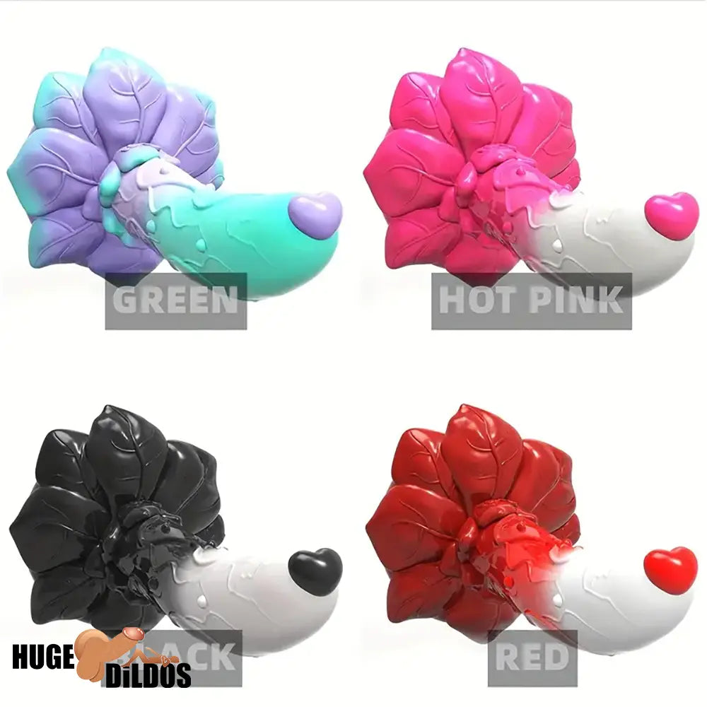 7.4in Soft Flexible Silicone Rose Shape Colored Particles Fantasy Dildo