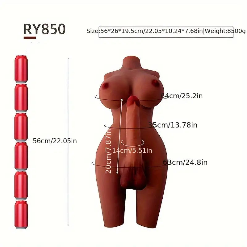 7.09in 7.87in Realistic Silicone Dildo With Sex Doll Torso For Gay Men