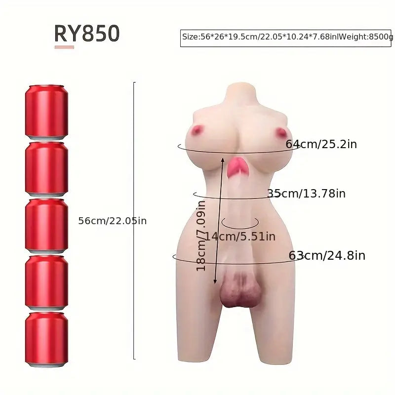 7.09in 7.87in Realistic Silicone Dildo With Sex Doll Torso For Gay Men