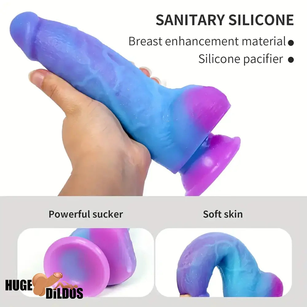 7.4in Unisex Soft Flexible Silicone Luminous Prostate Dildo Sex Love Toy