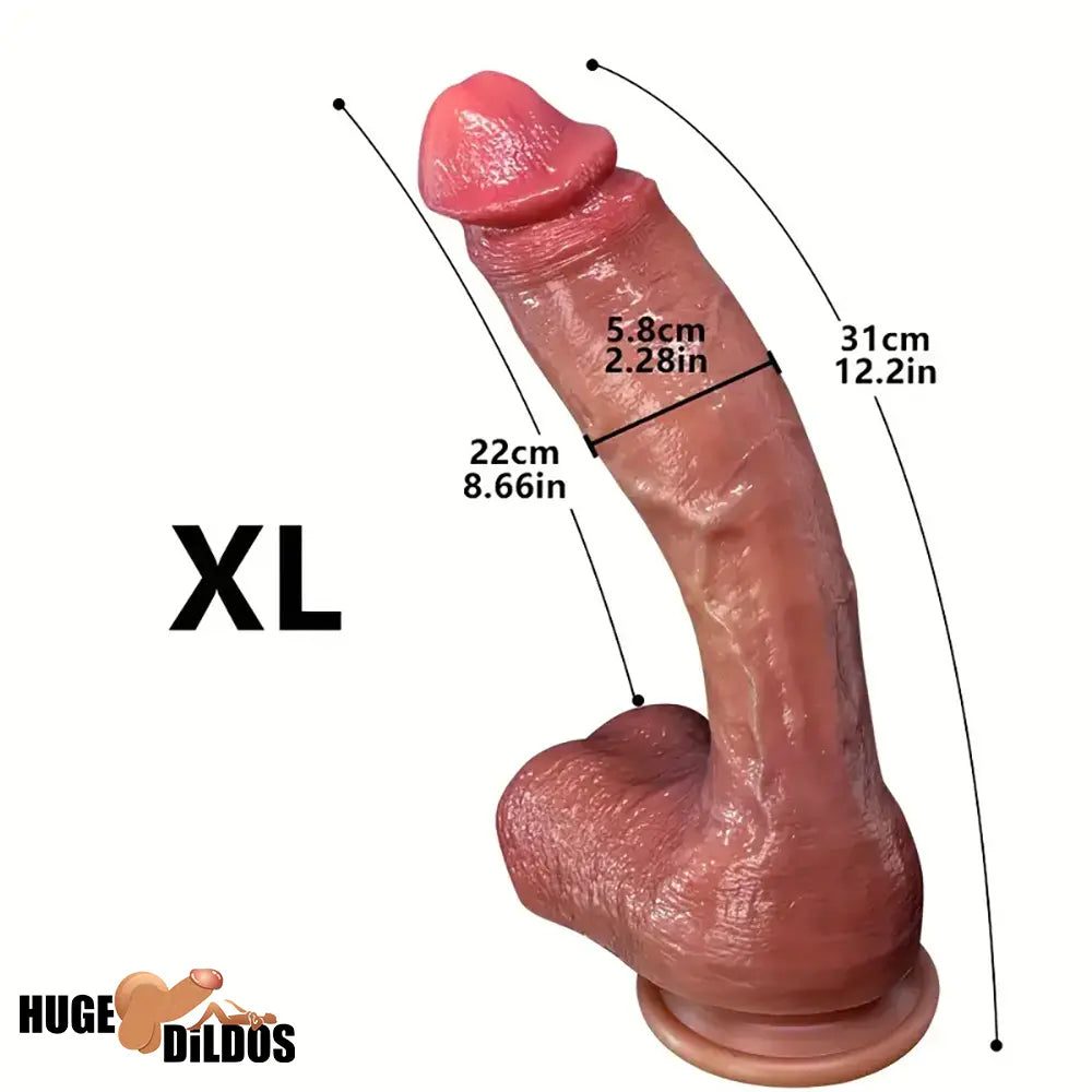 9.05in 10.43in 11.02in 12.2in 13.58in Soft Silicone Big Penis Anal Dildo