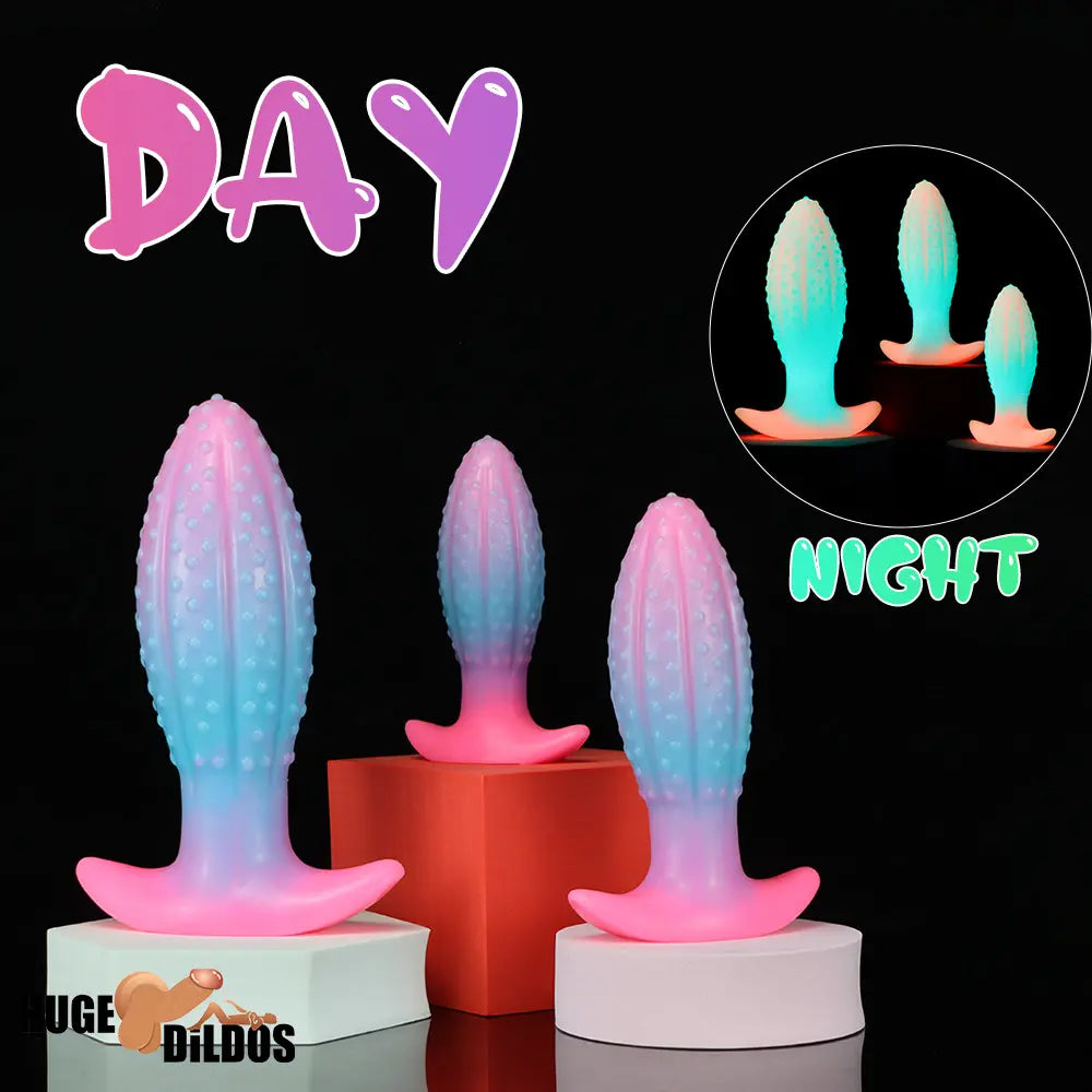 4.5in 5.67in 7.6in Silicone Soft Fluorescent Luminous Cock Anal Plug Dildo