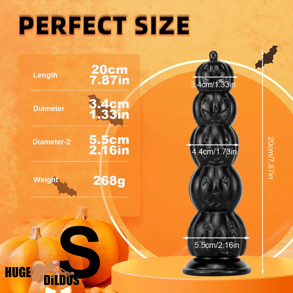 8.668in 11.86in 7.87in 11.02in Pumpkin Skull Odd Head Big Black Cock Dildo