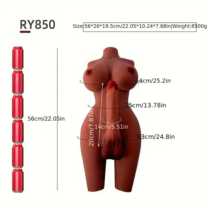 7.09in 7.87in Realistic Silicone Dildo With Sex Doll Torso For Gay Men