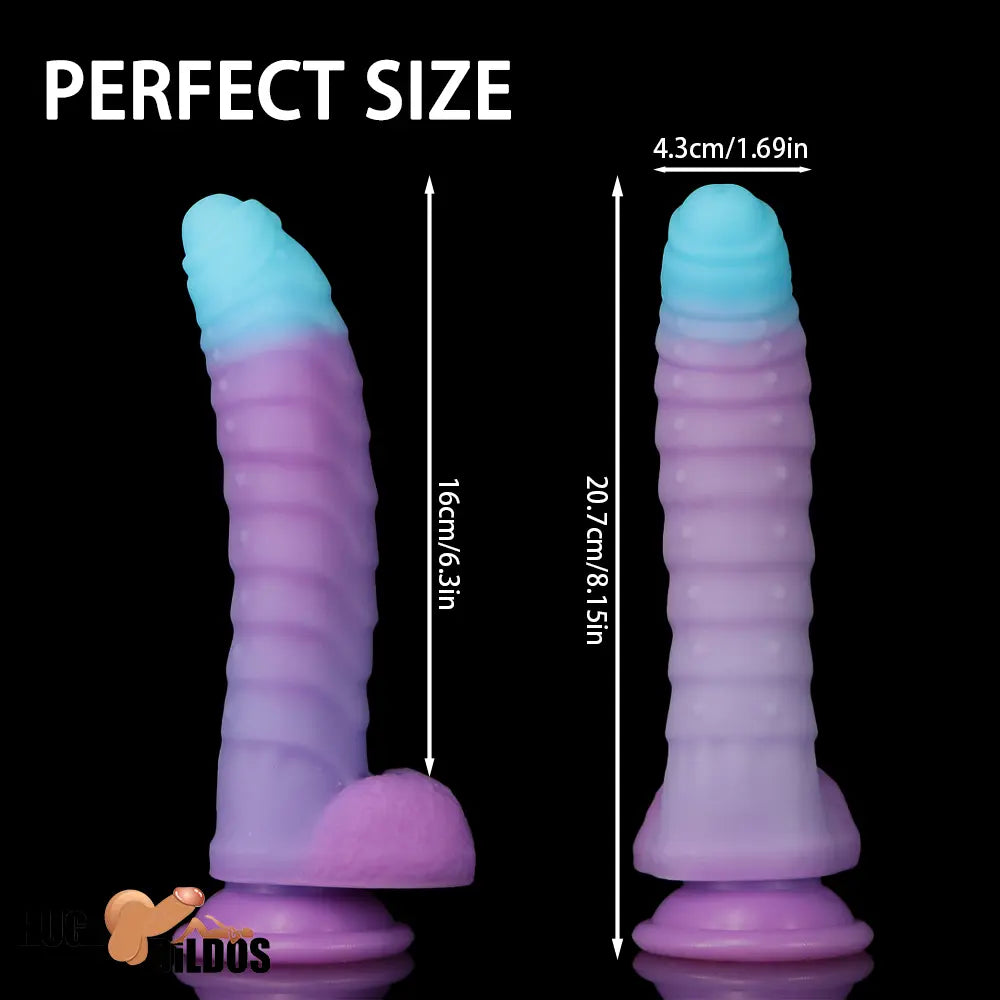 8.15in 9.06in Mixed Color Silicone Gradient Big Soft Odd Big Anal Dildo