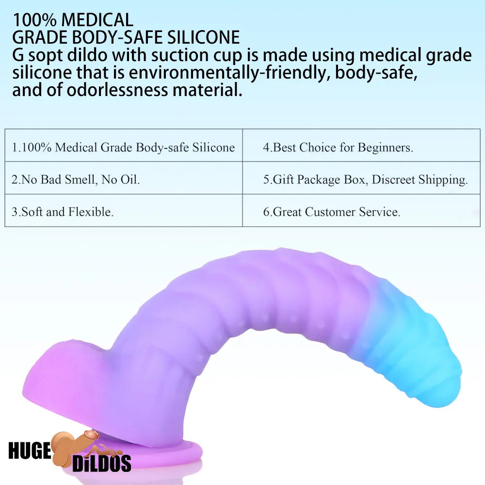 8.15in 9.06in Mixed Color Silicone Gradient Big Soft Odd Big Anal Dildo
