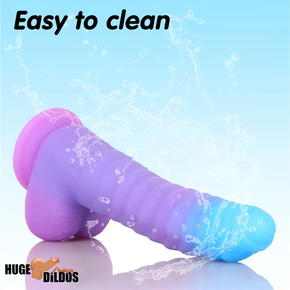 8.15in 9.06in Mixed Color Silicone Gradient Big Soft Odd Big Anal Dildo