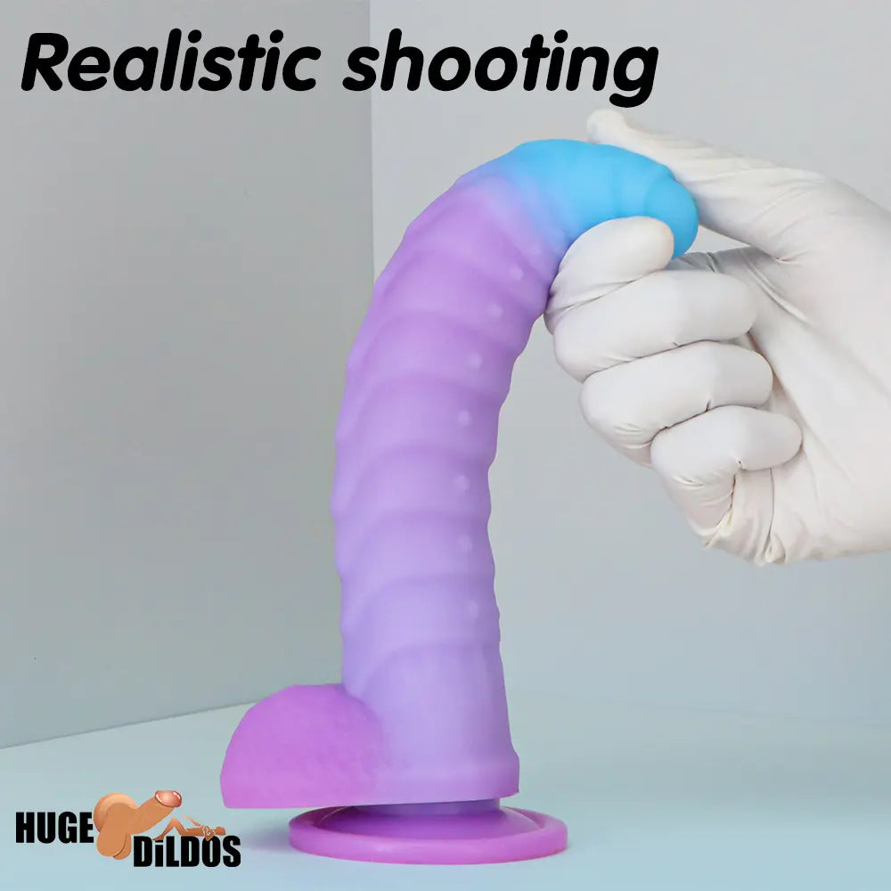 8.15in 9.06in Mixed Color Silicone Gradient Big Soft Odd Big Anal Dildo