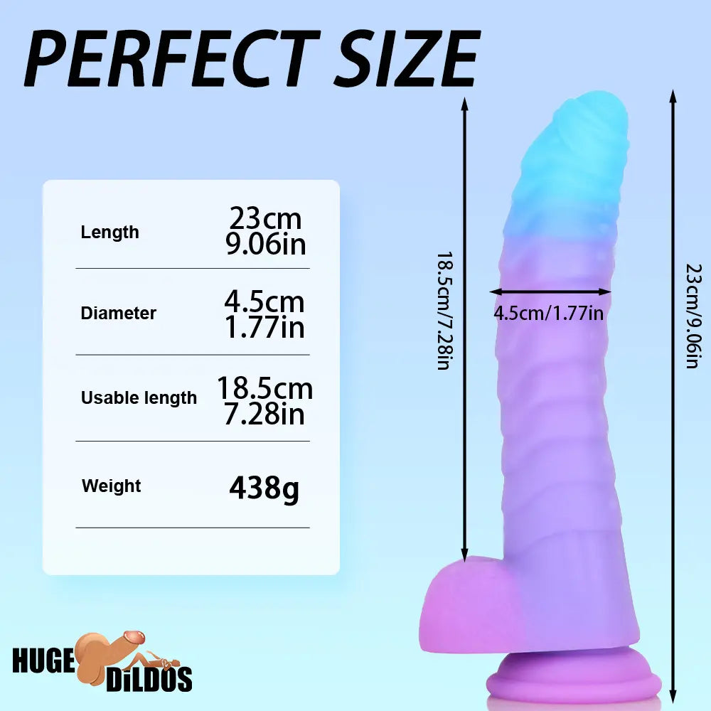 8.15in 9.06in Mixed Color Silicone Gradient Big Soft Odd Big Anal Dildo
