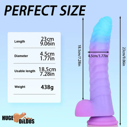 8.15in 9.06in Mixed Color Silicone Gradient Big Soft Odd Big Anal Dildo