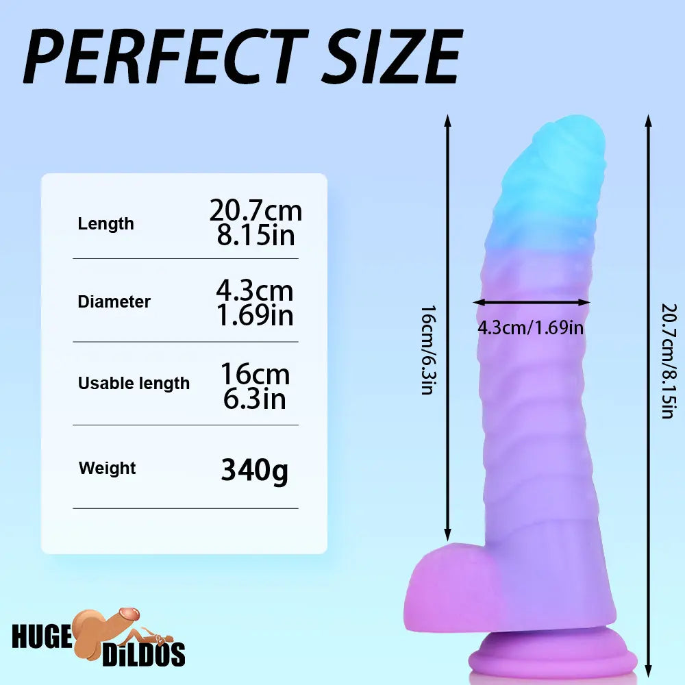8.15in 9.06in Mixed Color Silicone Gradient Big Soft Odd Big Anal Dildo