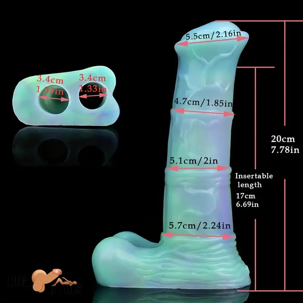 7.78in Liquid Silicone Fantasy Horse Glowing Luminous Hollow Dildo
