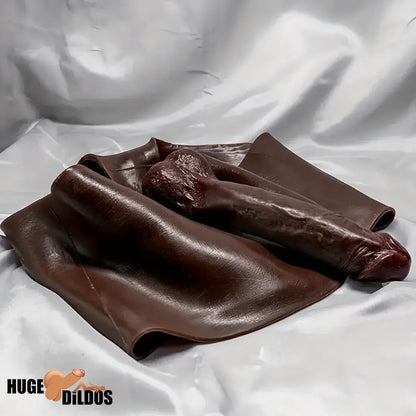 6.29in Wearable Silicone Ebony Hollow Dildo Pants With Builtin Skeleton