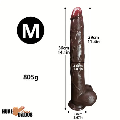 12.2in 14.1in 16.5in Extra Long Big Ebony Silicone Dildo For Women Men