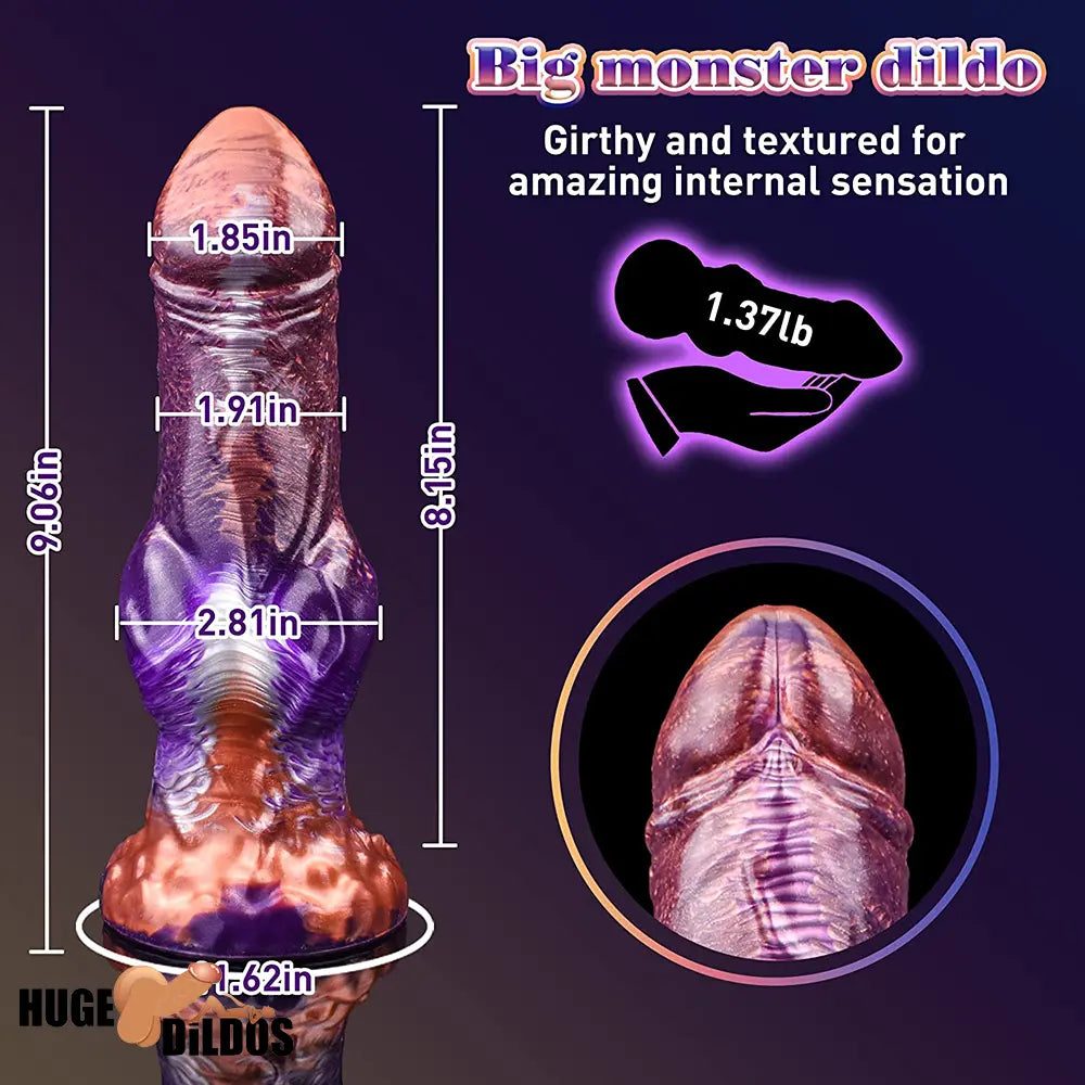 9.06in Silicone Soft Fantasy Big Wolf Knot Female Dildo With Suction Cup