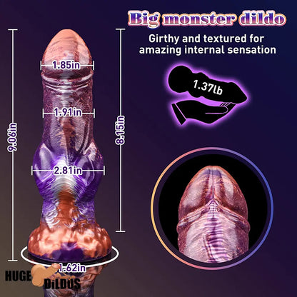 9.06in Silicone Soft Fantasy Big Wolf Knot Female Dildo With Suction Cup