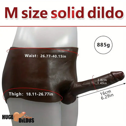 6.29in Wearable Silicone Ebony Hollow Dildo Pants With Builtin Skeleton