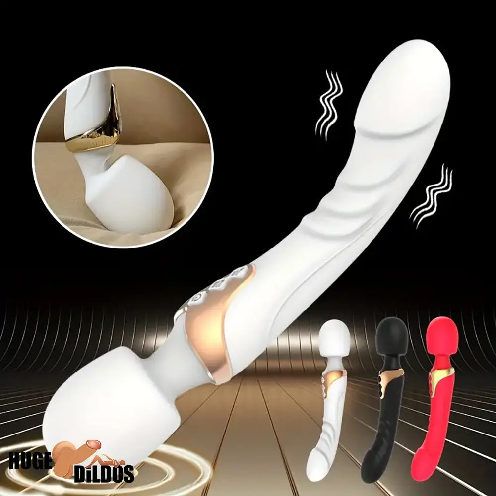 9.96in Dual Motor Silicone Large Wand G-Spot Vibrating Electric Dildo