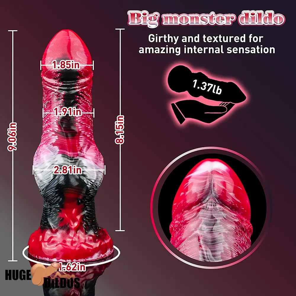 9.06in Silicone Soft Fantasy Big Wolf Knot Female Dildo With Suction Cup