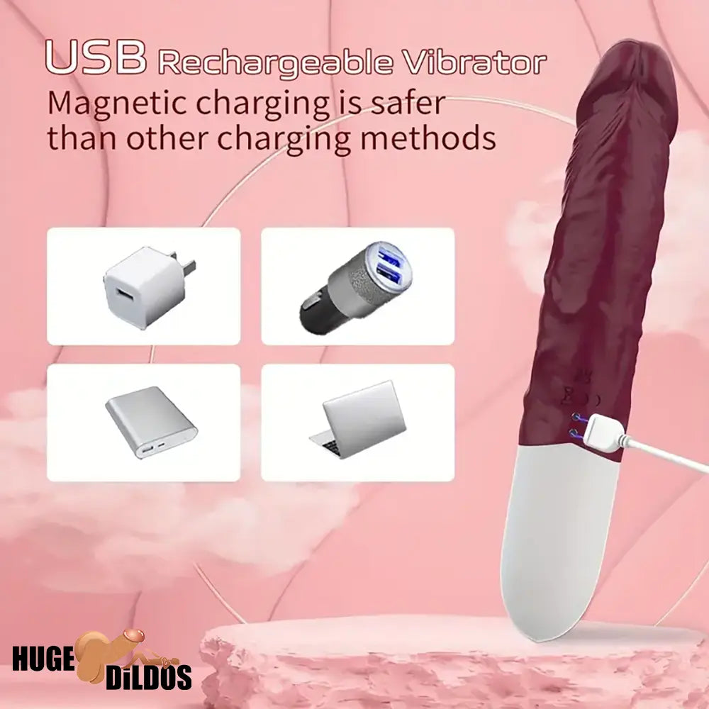 8.97in Premium Silicone Vibrating Realistic Female Dildo Clit Vibrator