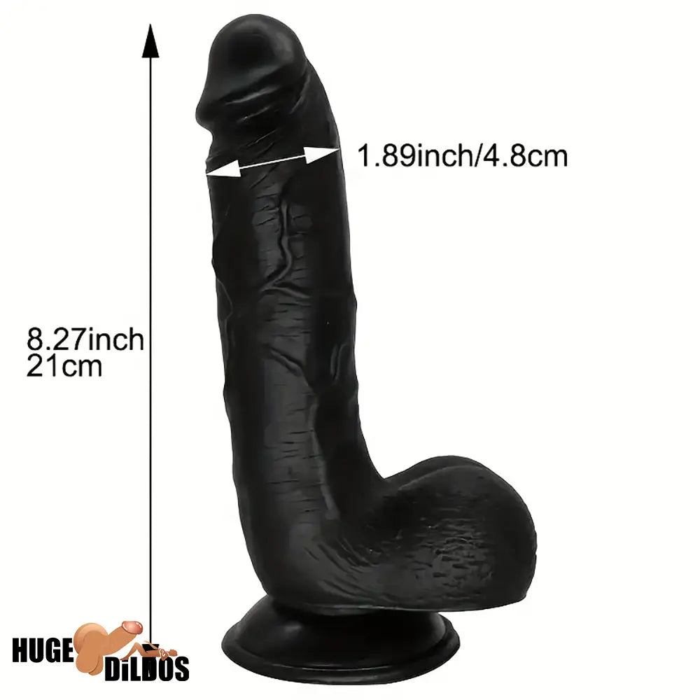 8.27in Big Black Dildo Sex Toy Masturbator For Women Men Sex Orgasm