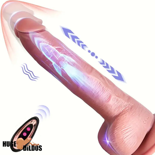 9.1in Silicone Thrusting Vibrating Dual Motors Remote Control Clit Dildo