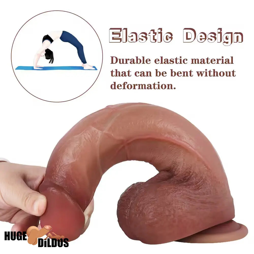 9.5in Superb Flesh-like Silicone Real Feeling Big Dual Density Soft Dildo
