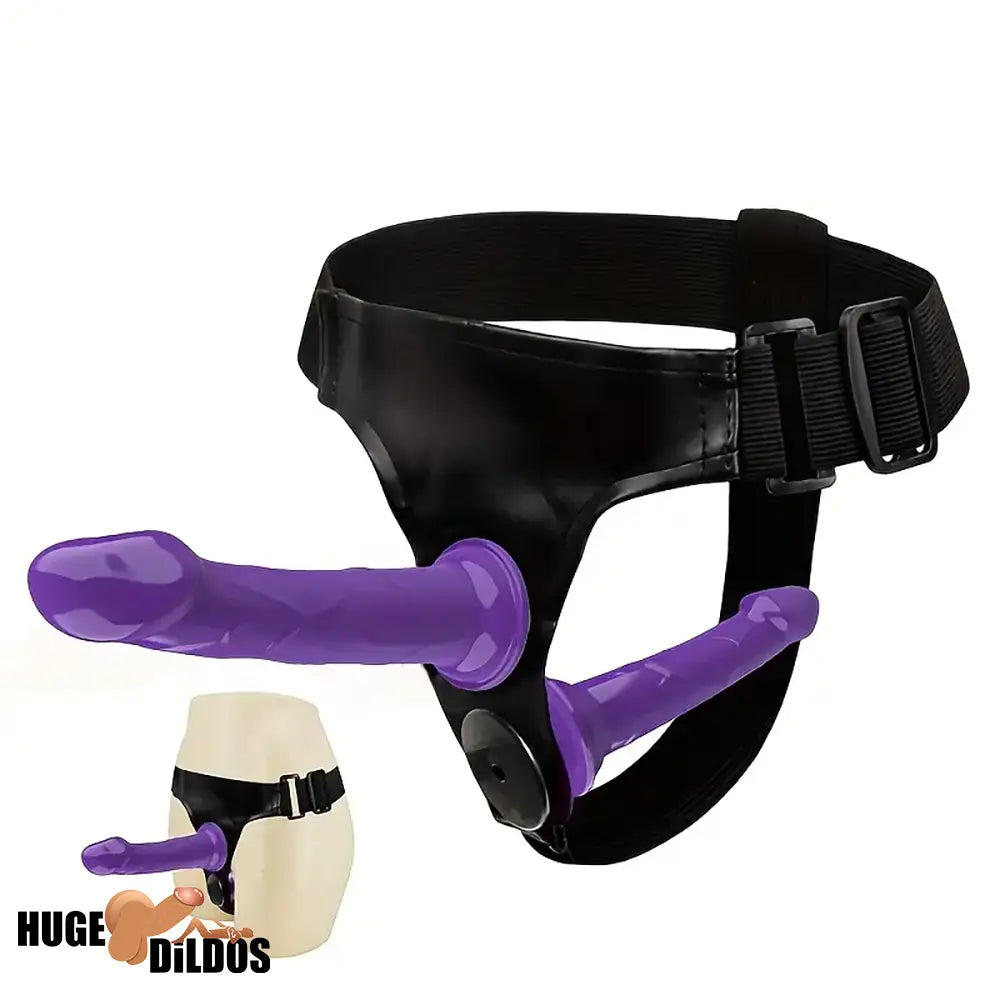 5.9in 7.1in Wearable Adjustable Panty Harness Strap on Dual Real Dildos