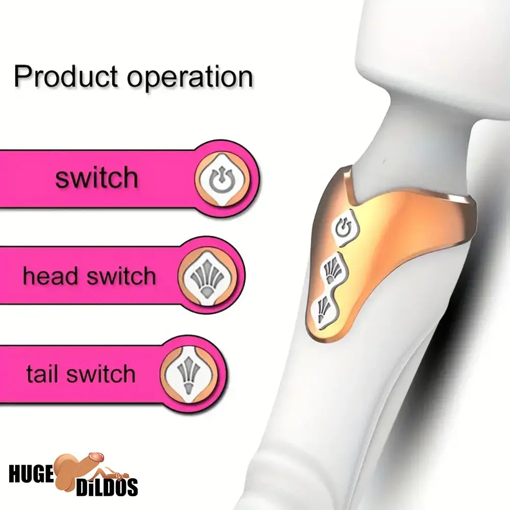 9.96in Dual Motor Silicone Large Wand G-Spot Vibrating Electric Dildo