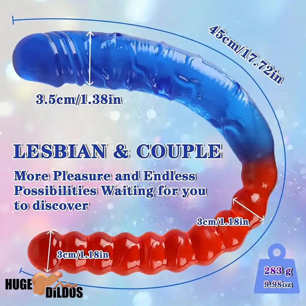 17.72in Real Look Double-headed Dildo Female Masturbator Anal Beads