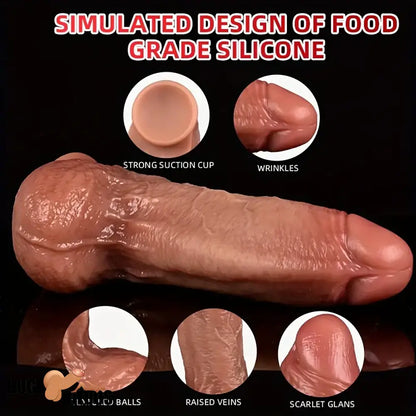 9.84in Premium Realistic Silicone Big Flexible Dildo For Hands-Free Clit