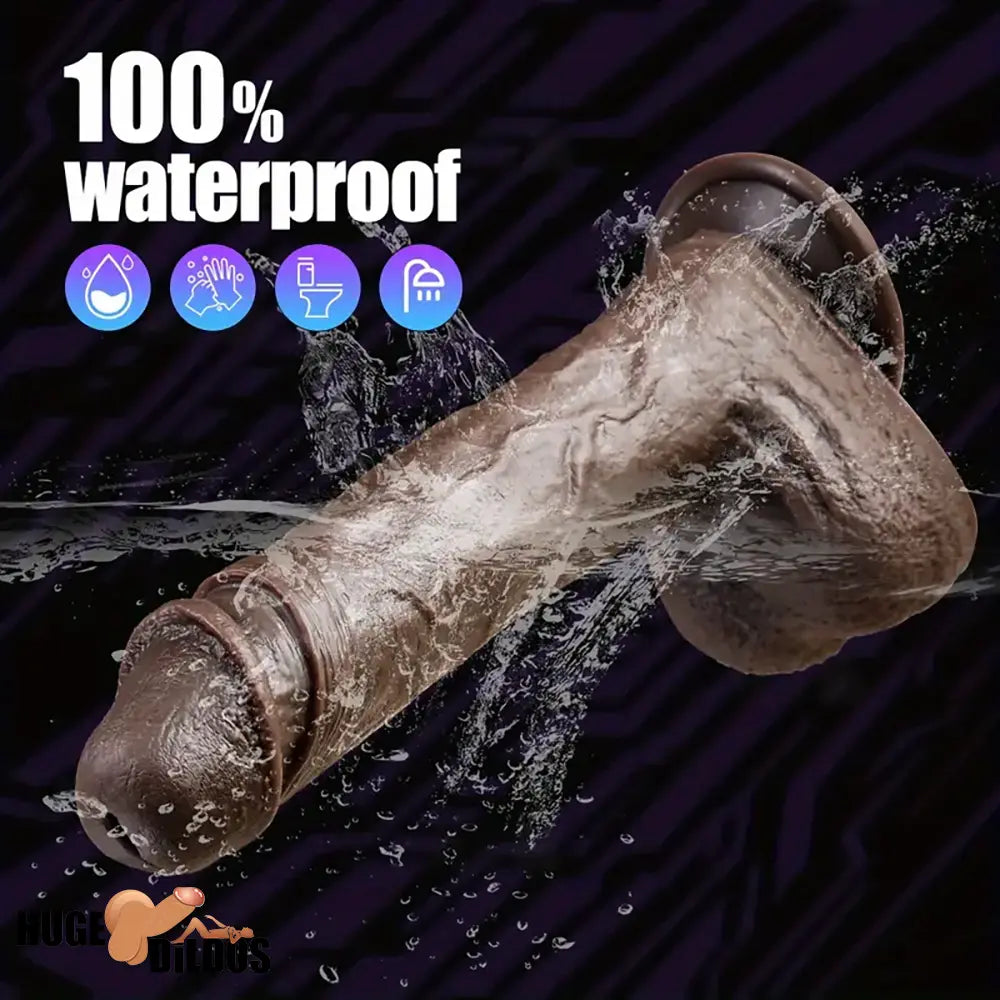 8.7in Ebony 4in1 Heating Thrusting Vibrating Rotation Remote Electric Dildo