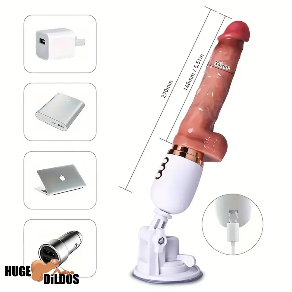 5.51in Lifelike Silicone Heating Thrusting Rotating Vibrating Dildo Machine