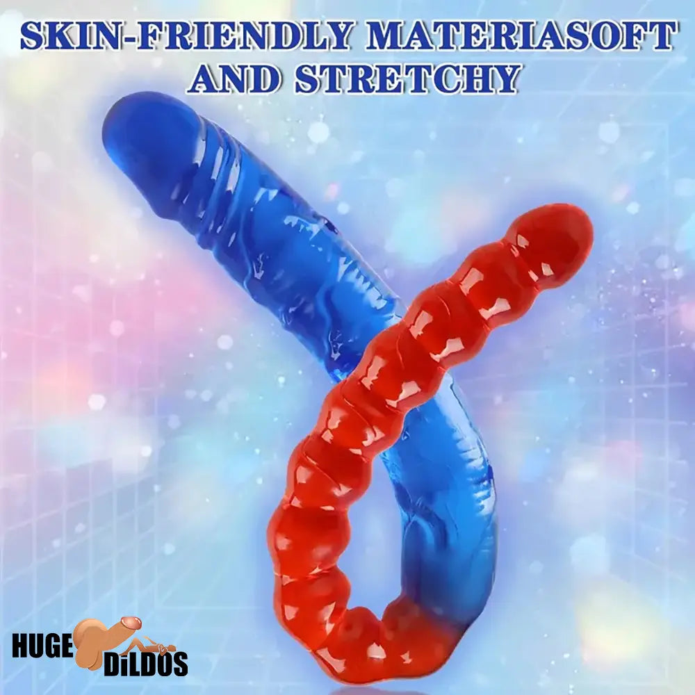 17.72in Real Look Double-headed Dildo Female Masturbator Anal Beads