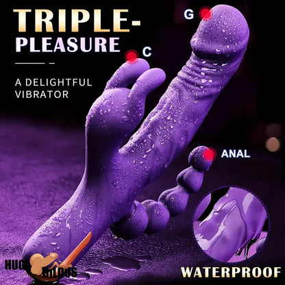 9.5in Silicone 3in1 Soft Vibrating Electric Dildo Rabbit Vibrator For Women