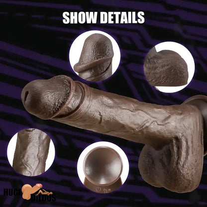 8.7in Ebony 4in1 Heating Thrusting Vibrating Rotation Remote Electric Dildo