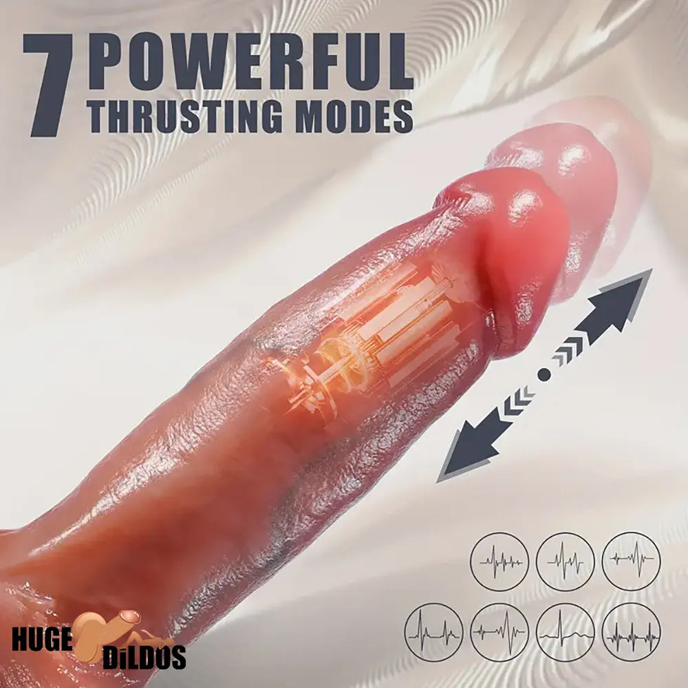 9.4in Silicone Thrusting Vibrating Rotating Heating Remote Electric Dildo