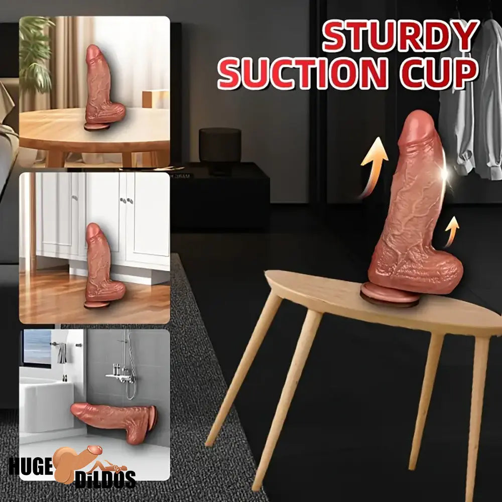 9.84in Premium Realistic Silicone Big Flexible Dildo For Hands-Free Clit