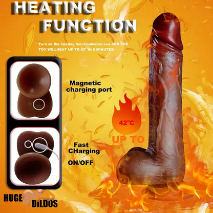 9in Real 4in1 Heating Thrusting Automatic Rotation Remote Control Dildo