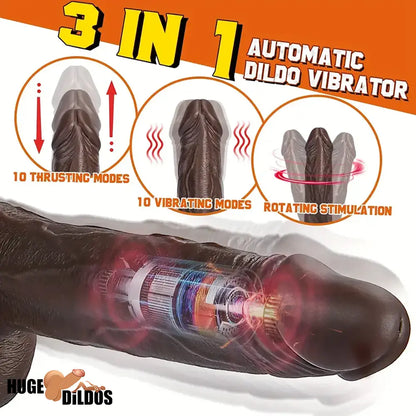 8.7in Silicone 4in1 Heating Thrusting Vibrating Rotation Remote Auto Dildo