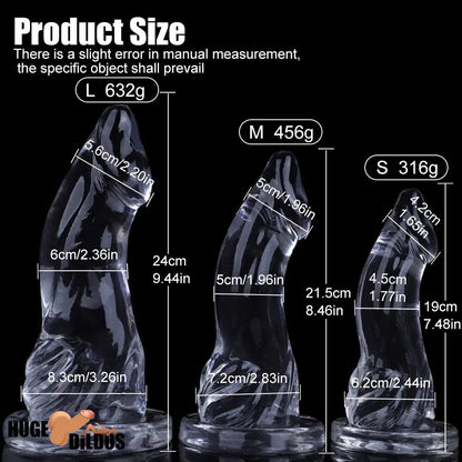 7.48in 8.46in 9.44in Clear Big Dildo Sex Toy For Clit Orgasm Pleasure