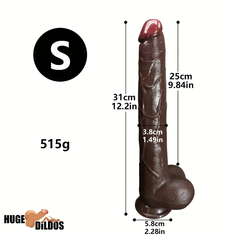 12.2in 14.1in 16.5in Extra Long Big Ebony Silicone Dildo For Women Men