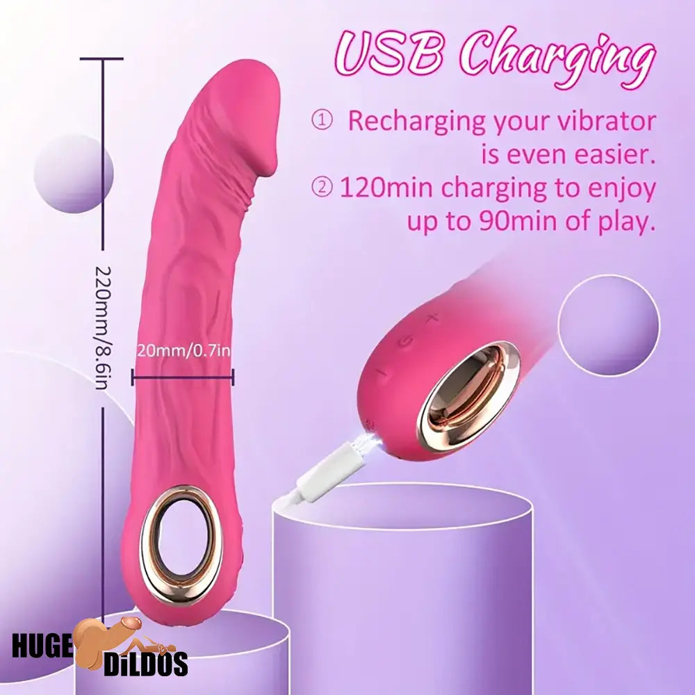 8.6in Premium Silicone Vibrating Realistic Electric Dildo Women Vibrator