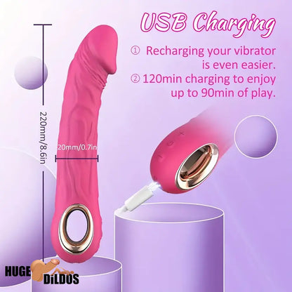 8.6in Premium Silicone Vibrating Realistic Electric Dildo Women Vibrator