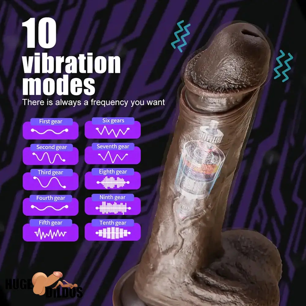 8.7in Ebony 4in1 Heating Thrusting Vibrating Rotation Remote Electric Dildo