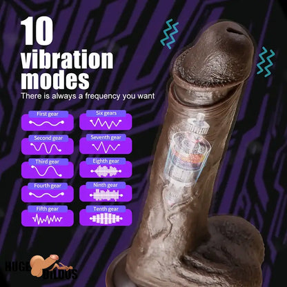 8.7in Ebony 4in1 Heating Thrusting Vibrating Rotation Remote Electric Dildo