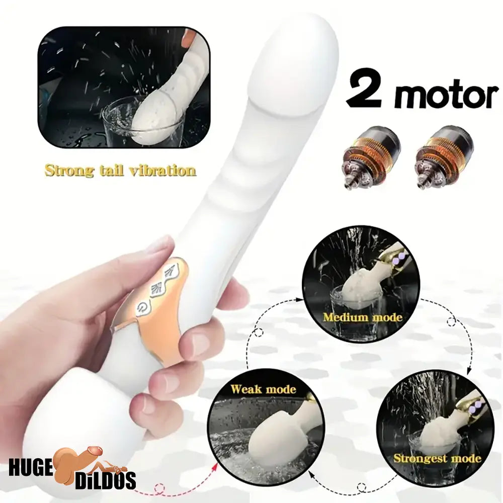 9.96in Dual Motor Silicone Large Wand G-Spot Vibrating Electric Dildo