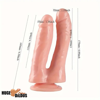 6.89in Lifelike Double Penetration Dildo Vagina Anal Dilator With Sucker